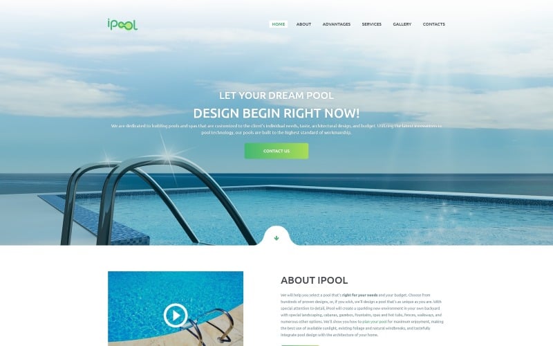 ipool pool design html landing page template original