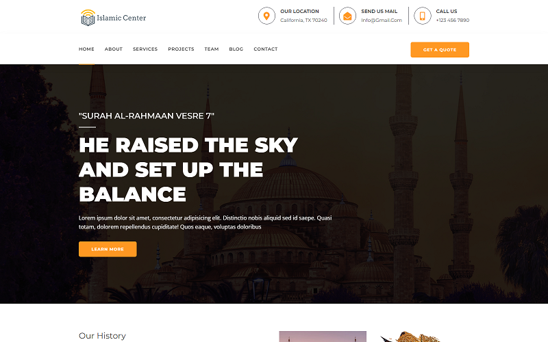 islamic center landing html template original