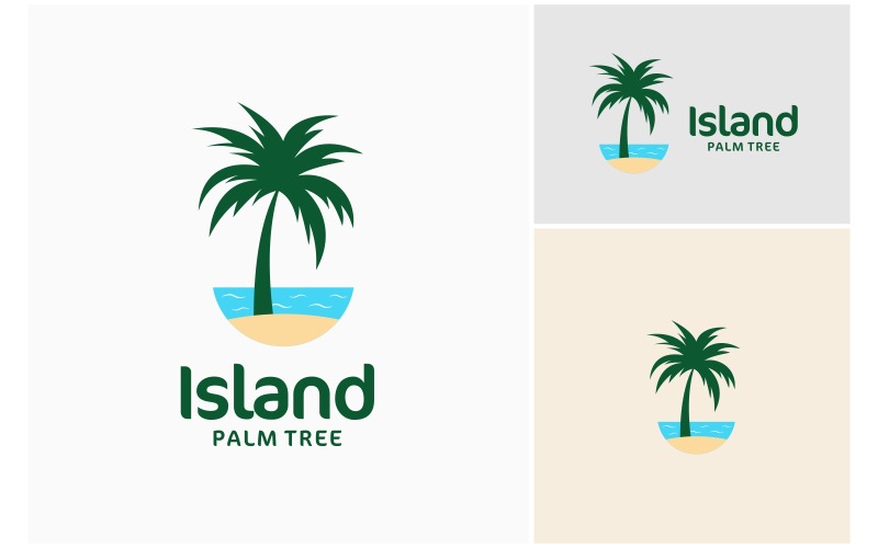 island palm tree beach sea logo original