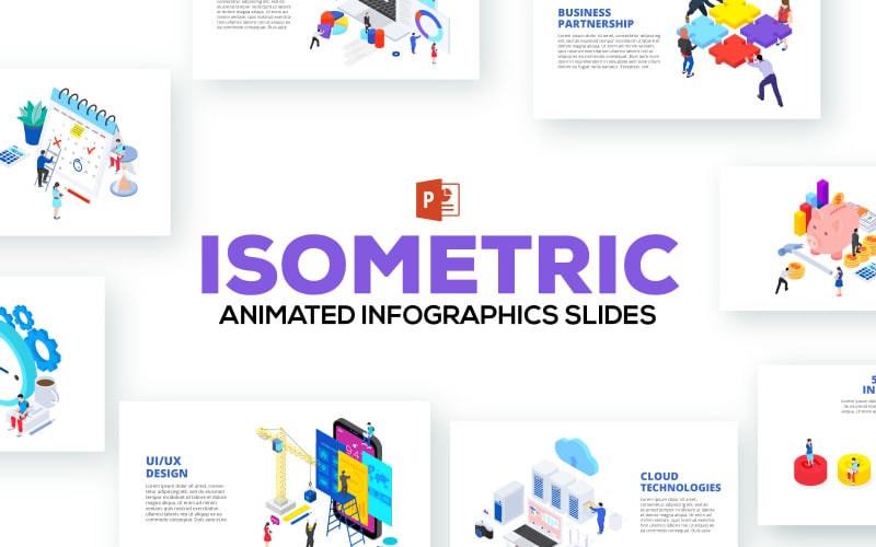 isometric animated illustrations powerpoint template original