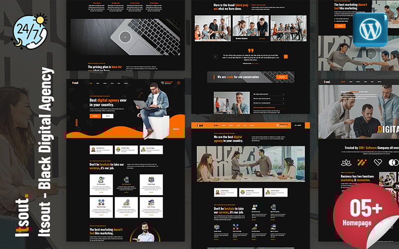 itsout black digital agency wordpress theme original