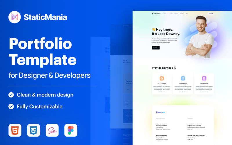 jackcreative personal portfolio bootstrap website template original