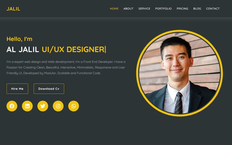 jalil personal portfolio landing page template original