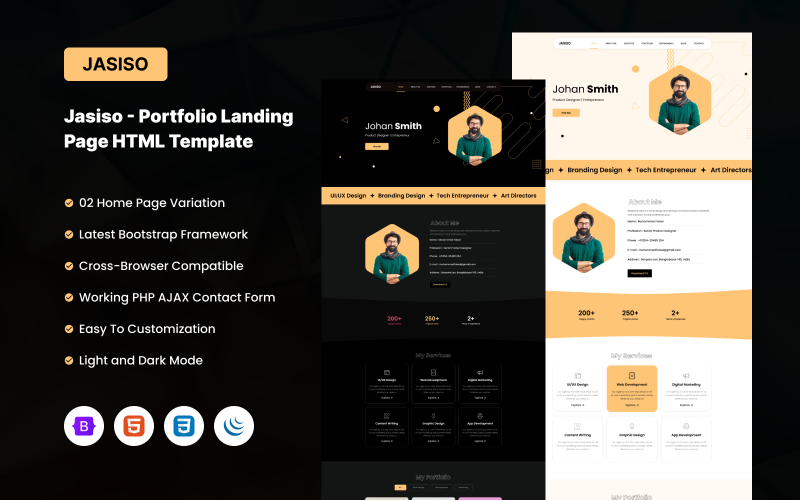 jasiso portfolio html landing page template original