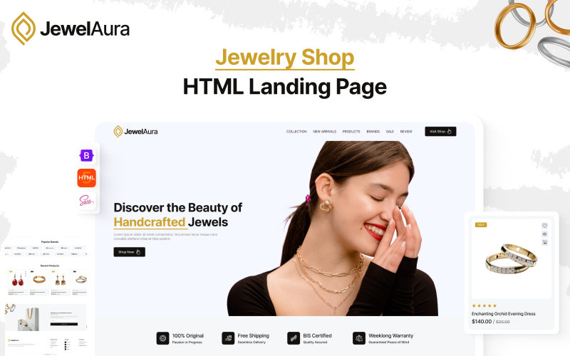 jewelaura elegant jewelry store landing page bootstrap html website template original