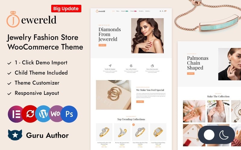 jewereld jewelry fashion store elementor woocommerce responsive theme original