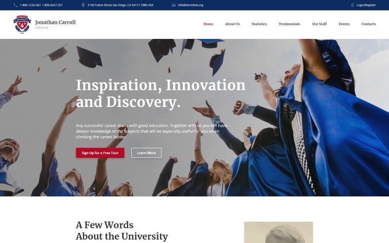 jonathan carroll university html landing page template original