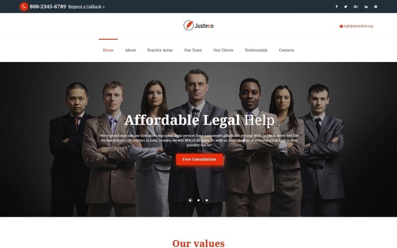 justeco fancy law firm html landing page template original