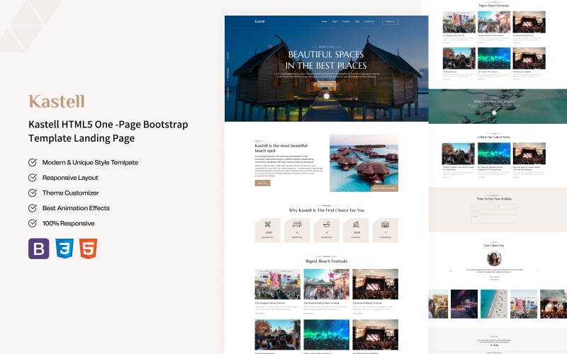 kastell best resort and beach html bootstrap landing page template original