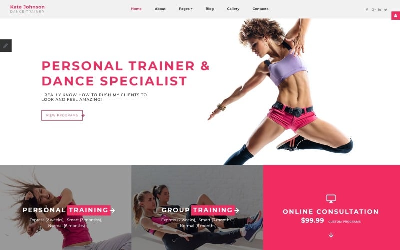 kate johnson dance trainer joomla template original
