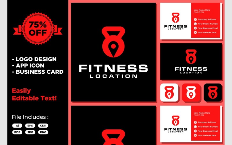 kettlebell pin map fitness gym logo original