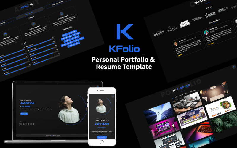 kfolio personal portfolio and resume template original