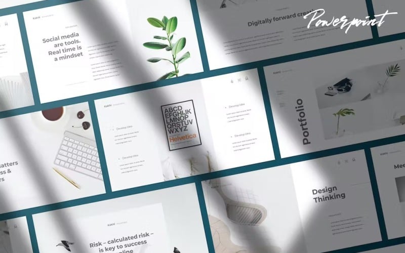 khaki simple and clean powerpoint template original
