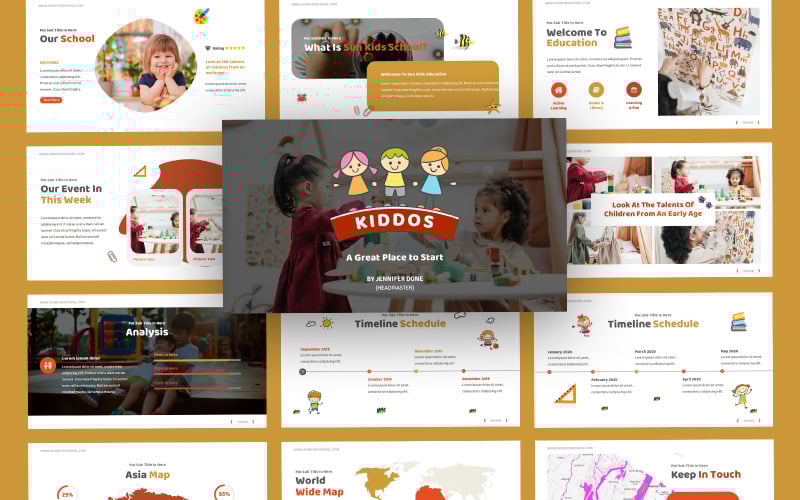 kiddos kindergarten school powerpoint template original
