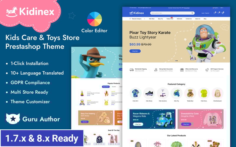 kidinex kids care and toys store prestashop responsive theme original