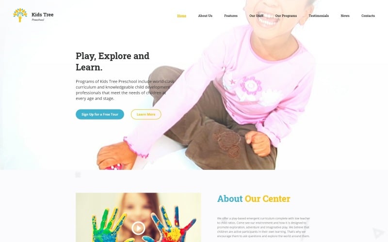 kids tree preschool landing page template original