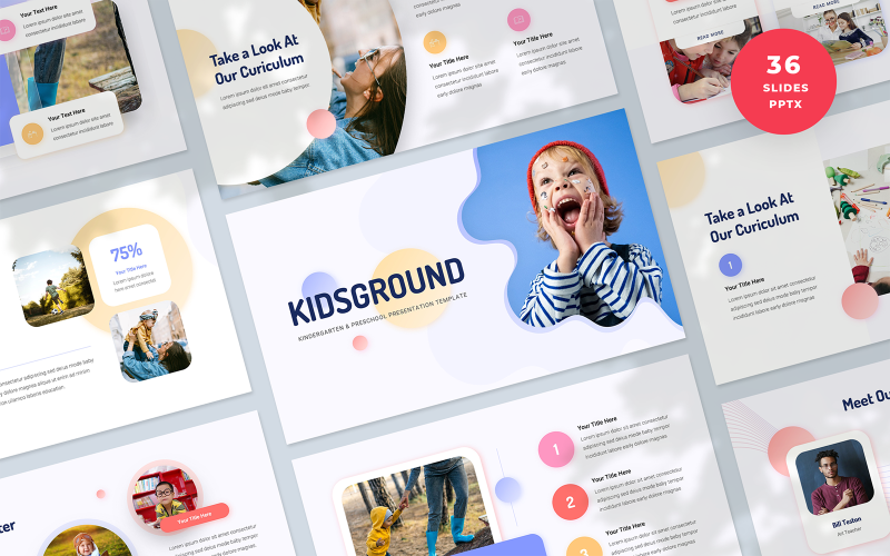 kidsground kindergarten and preschool presentation powerpoint template original