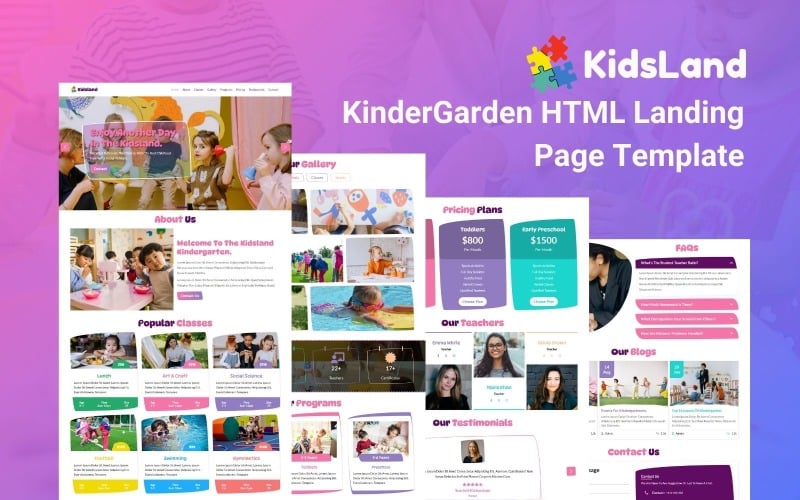 kidsland kindergarten html landing page template original