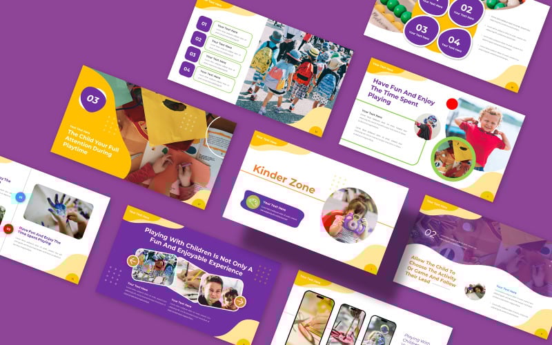 kinder zone children education learning presentation powerpoint template original