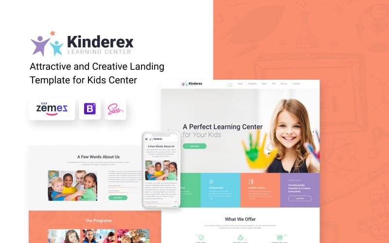 kinderex kids learning center website template original