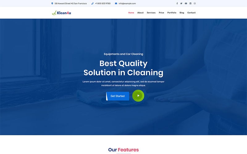 kleanu landing page template original