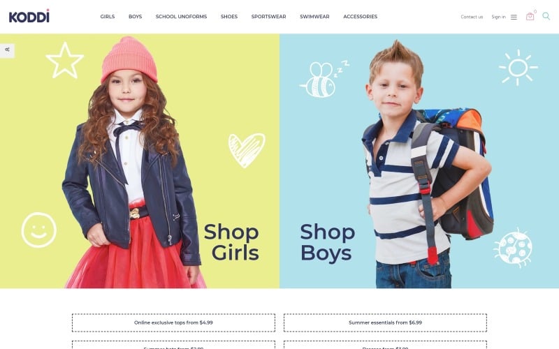 koddi kids clothes clean ecommerce bootstrap prestashop theme original