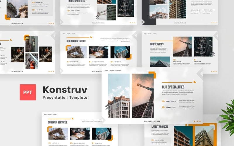 konstruv construction powerpoint template original