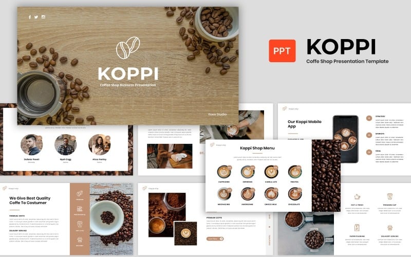 koppi coffee shop presentation powerpoint template original