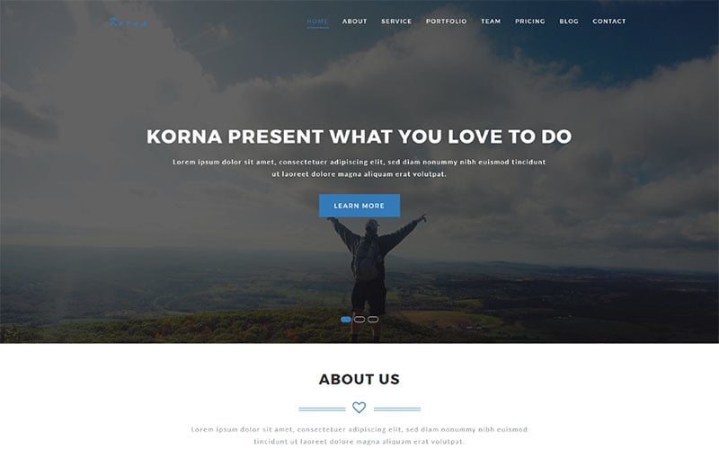 korna portfolio creative landing page template original