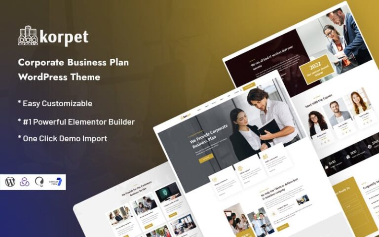 korpret corporate business plan wordpress theme original
