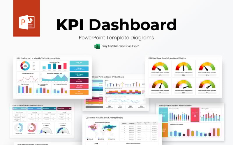 kpi dashboard powerpoint template diagrams original