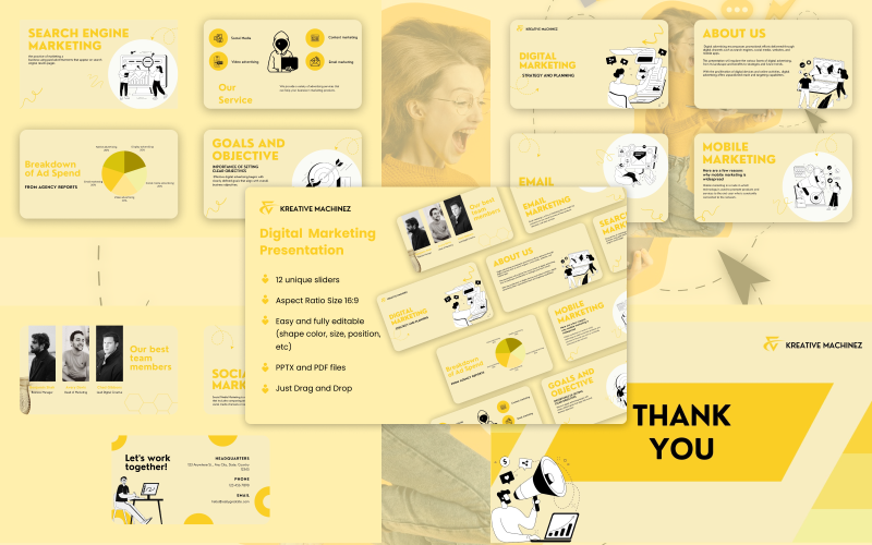 kreative machinez digital advertising powerpoint presentation template original