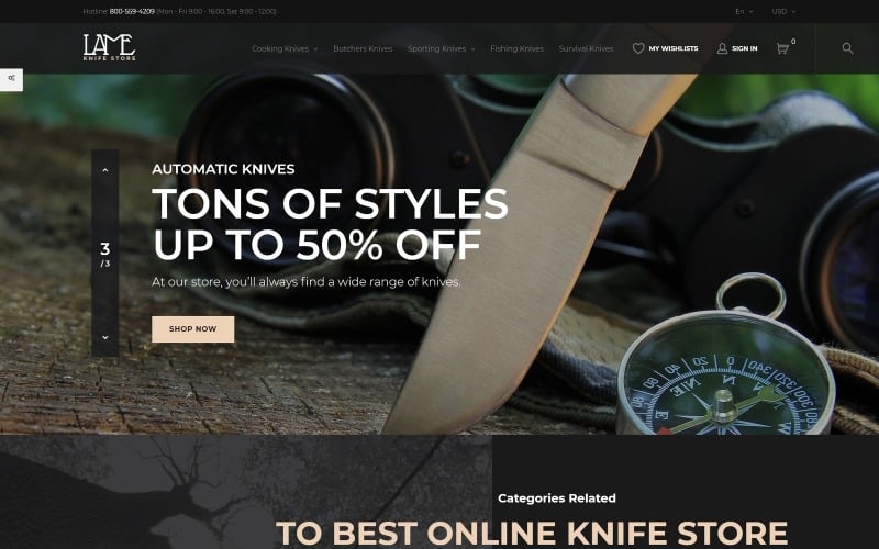 lame knife store prestashop theme original