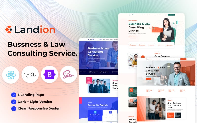landion bussness amp law consulting service react next js landing template original