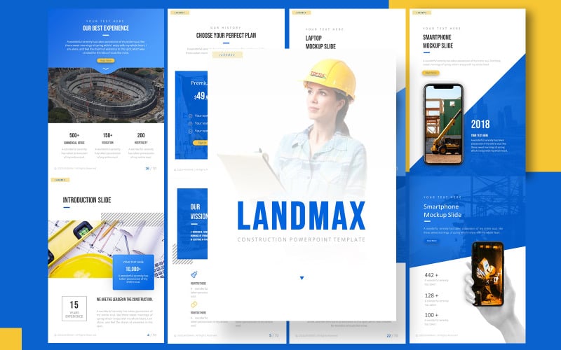 landmax construction a potrait powerpoint template original