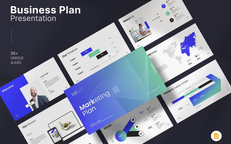 latest marketing plan google slide template original