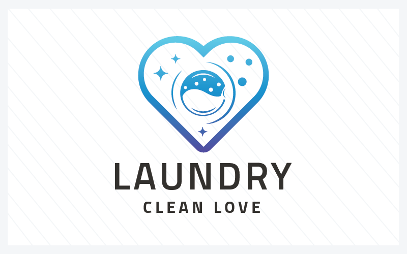 laundry clean love logo template original