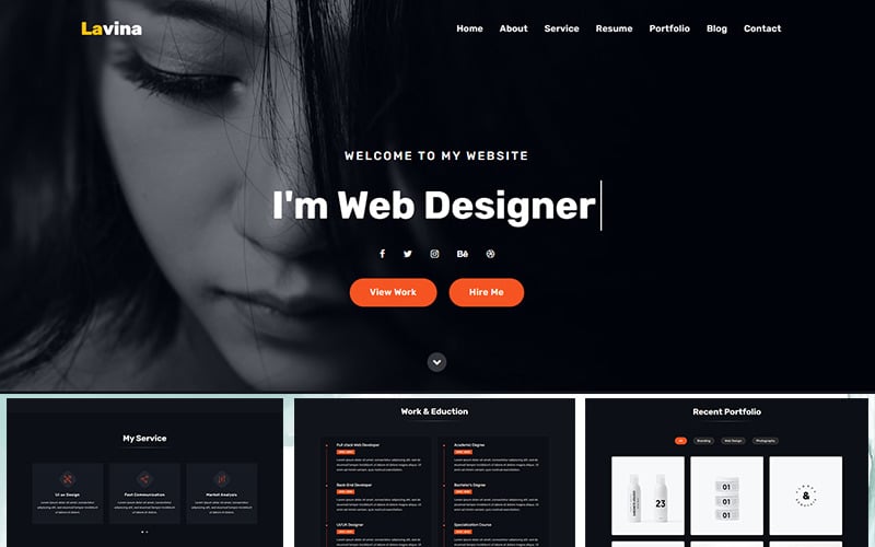 lavina personal portfolio landing page template original