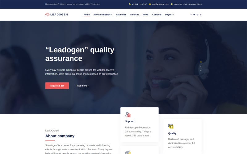 leadogen marketing seo and call center lead generation wordpress theme original