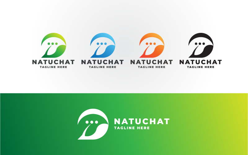 leaf nature chat logo template original