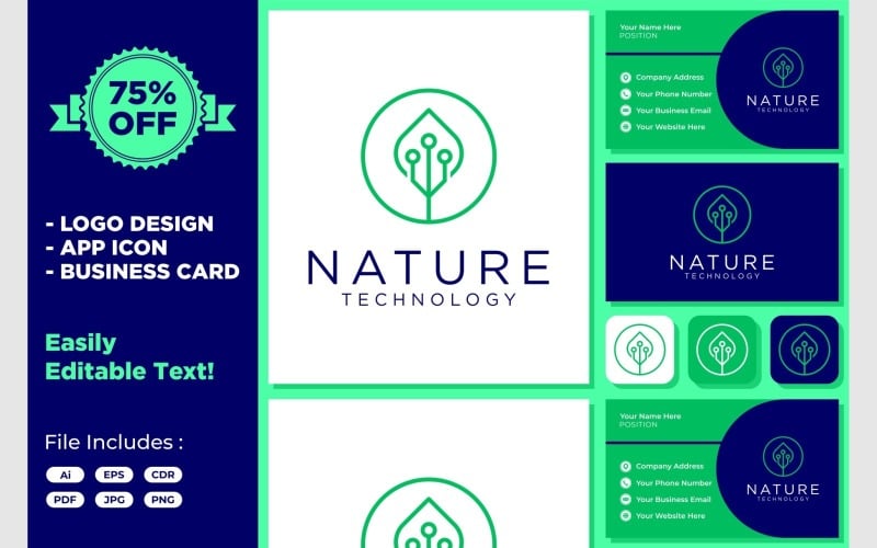 leaf technology nature digital logo original
