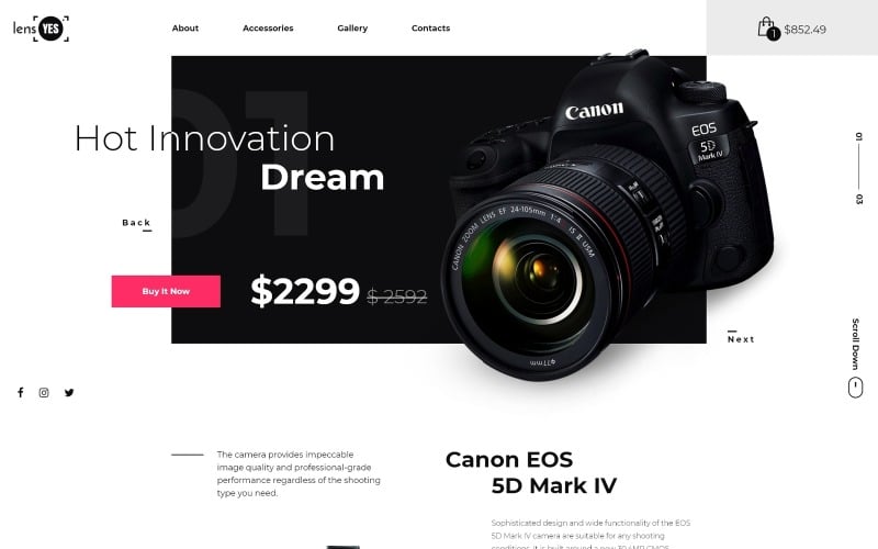 lens yes digital camera landing page template original