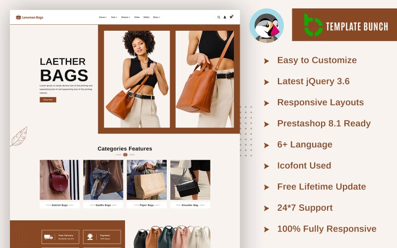 lensman bags responsive prestashop theme for ecommerce original