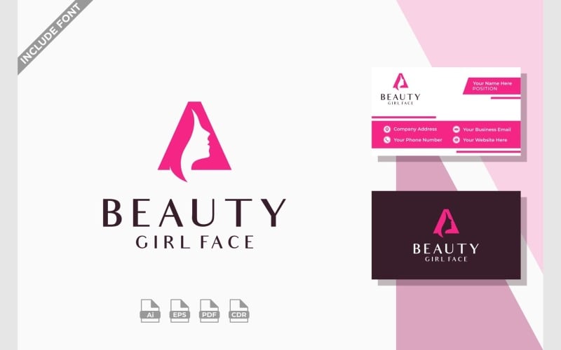 letter a beauty face woman logo original