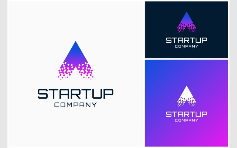 letter a startup pixel digital logo original