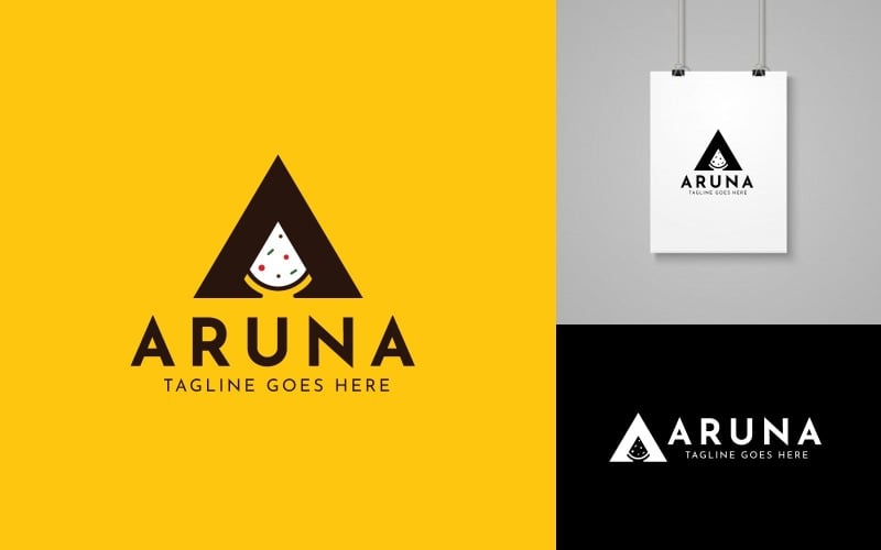 letter a with pizza slice logo template original