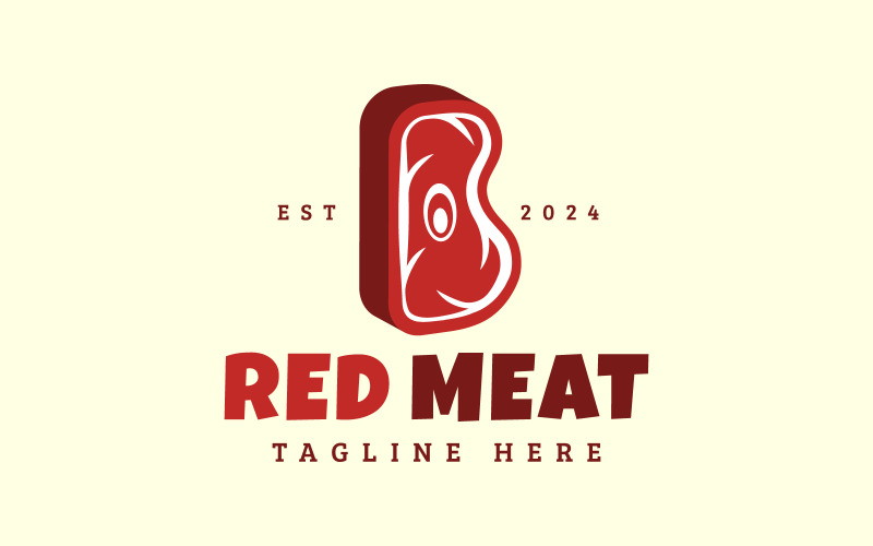 letter b beef steak red meat restaurant logo original