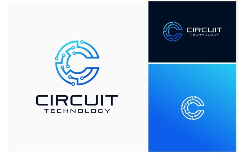 letter c circuit electronic technology logo original