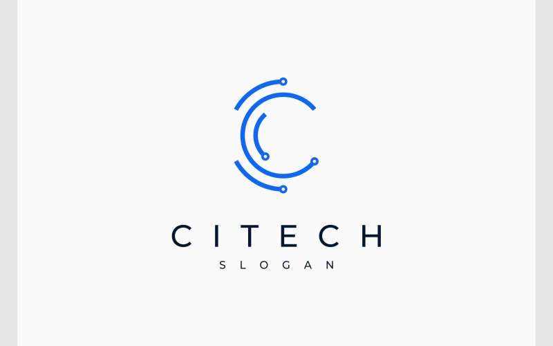 letter c circuit technology logo original