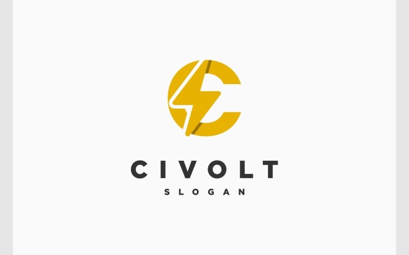 letter c electric bolt volt logo original